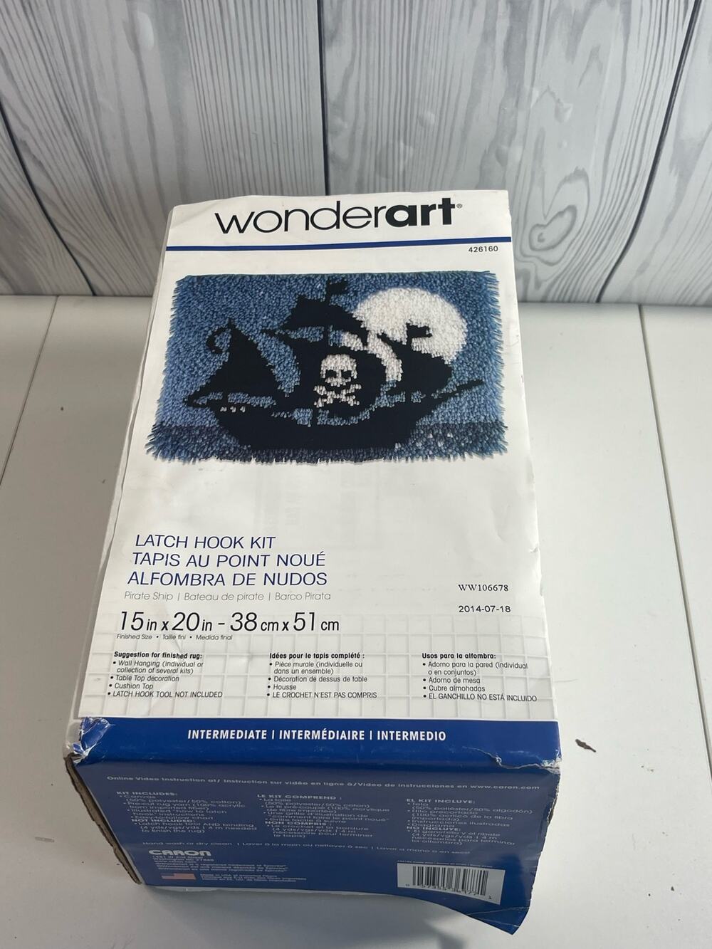 HTF Latch Hook Kit WonderArt Pirate Ship Wall Art Rug 15" x  20" #4126 Open Box